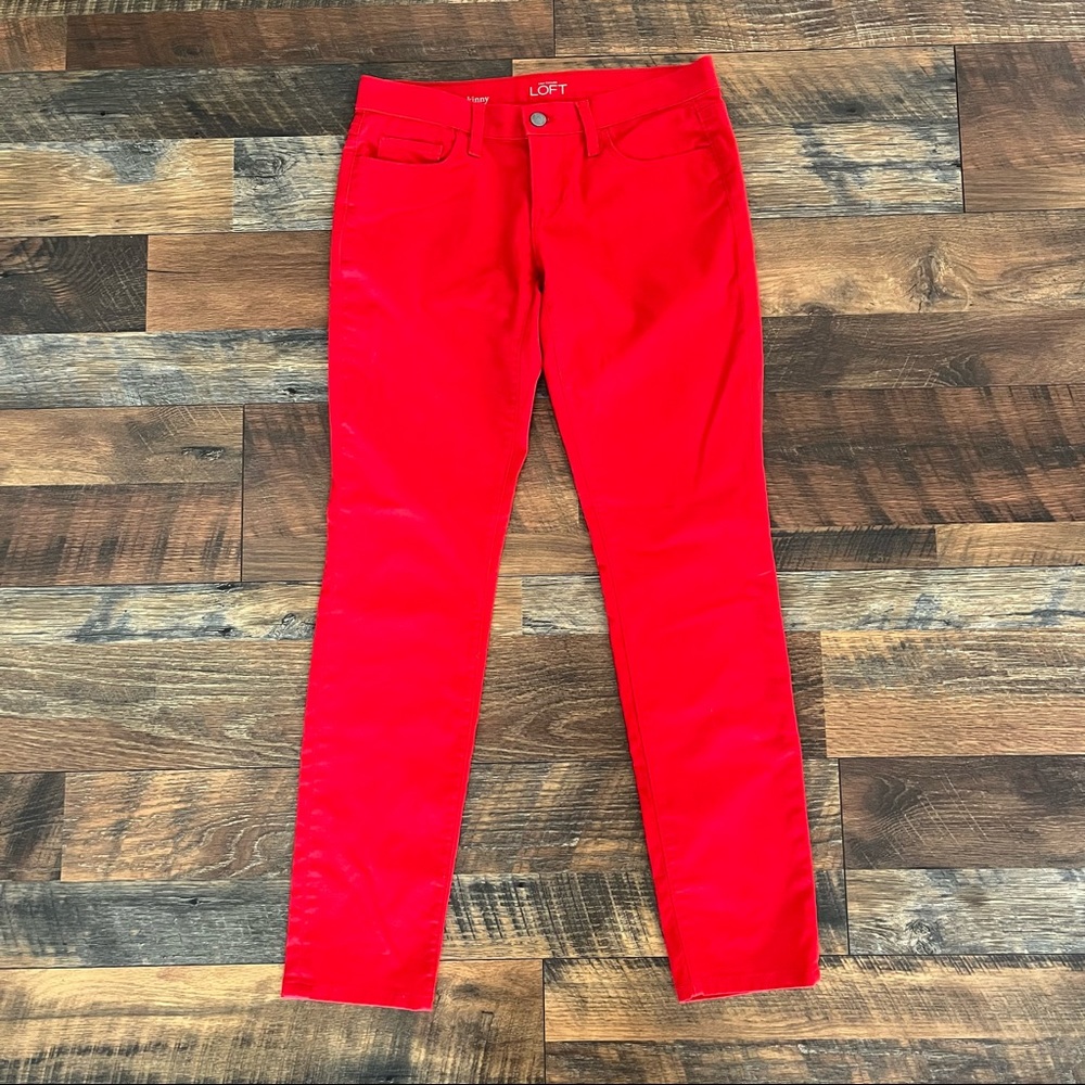 Ann Taylor Loft Red Modern Skinny Pants, Women's Size 2